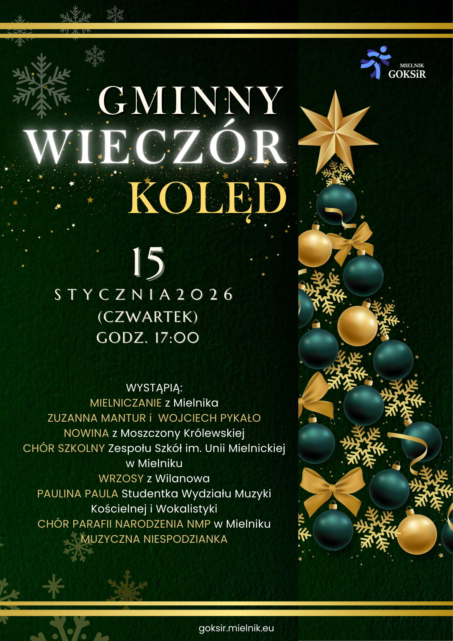 plakat z&nbsp;programem na&nbsp;wiecz&oacute;r kolęd
